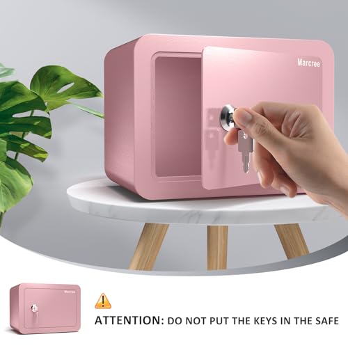 Marcree 0.23 Cuft Pink Small Safe Box for Kids Home Security, Mini Lock Safe