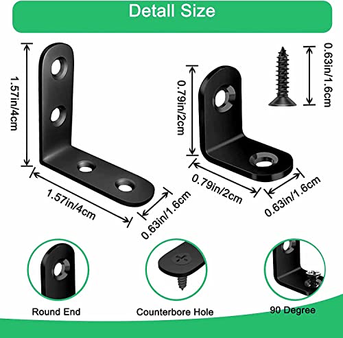YAMASO 20PCS Stainless Steel L Bracket Corner Brace Set with Screws - Reinforcement Hardware
