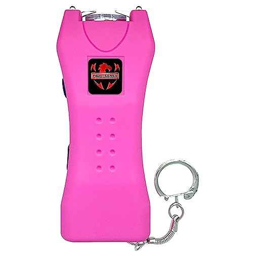 FIGHTSENSE Super Heavy Duty Keychain Stun Gun with Flashlight for Men and Women self Defense Device, Rechargeable Stun Gun, Nylon Holsters