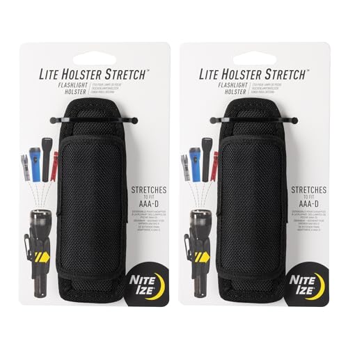 Nite Ize Lite Holster Stretch Flashlight Holster - Belt Clip Flashlight Holder - Soft Hip Clip for Convenient Tactical Flashlight Use - 2 Count (2 Pack)