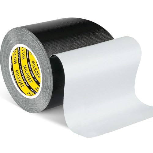 Duct Tape Heavy Duty Single Sided, Strong Adhesive High Strength, Waterproof Mesh Tape for Indoor and Outdoor Repairing Sealing Bonding, Easy Use Hand Tearable, 3.15 Inch x 33 Feet, Black