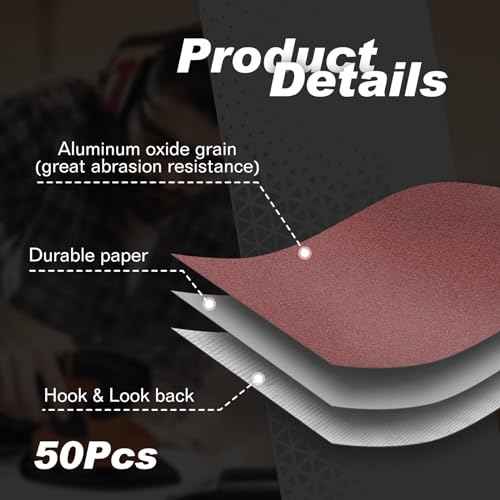 50PCS Mouse Detail Sander Sandpaper, 40 Grits Triangle Sanding Pads, 5 Holes Sanding Sheets Sandpaper Assortment, Sander Pads Sander Paper Mouse Sand Paper for Sanding Polishing