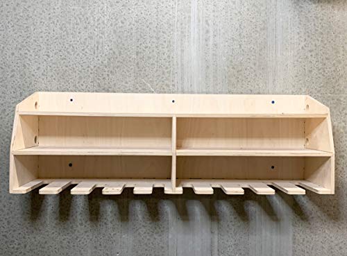 Cordless Drill Organizer Rack 10-Slot Birch Plywood Wall Mount Shelf