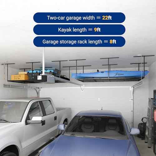 FLEXIMOUNTS 4x8 Overhead Garage Storage Rack, Adjustable Organization System, Heavy-Duty Metal Ceiling Racks, 750lbs Weight Capacity, Black