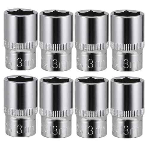 8-Piece 13mm Shallow Sockets, 3/8-Inch Drive, 6-Point, Corrosion Resistance, Compatible with Standard Ratchet Wrenches and Tools