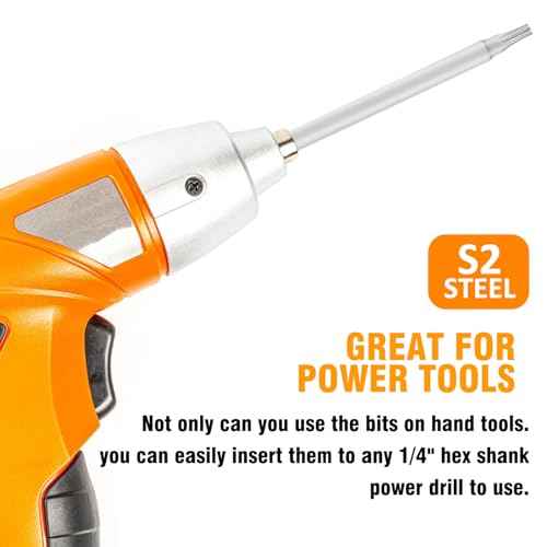 11 Piece Torx Head Screwdriver Bit Set - 1/4 Inch Hex Shank T6 T7 T8 T9 T10 T15 T20 T25 T27 T30 T40 Torx Head Screwdriver Drill Set,S2 Steel 3 Inch Long Drill Bits