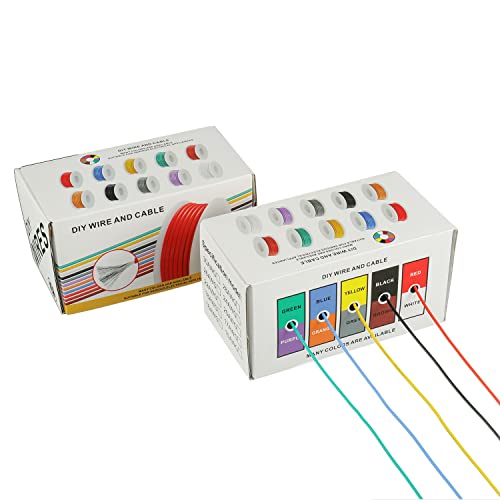 BOJACK 24 AWG Silicone Hook Up Wire Kit with Heat Shrink Tubing & Mini Stripper