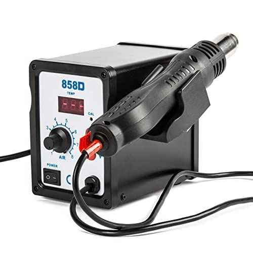 CREWORKS 858D Rework Station, 110V SMD Soldering Rework Station with Hot Air Heat Gun Set, LED Digital Temperature Display Screen Electric Desoldering Welding Iron Kit for Electronics Repairing