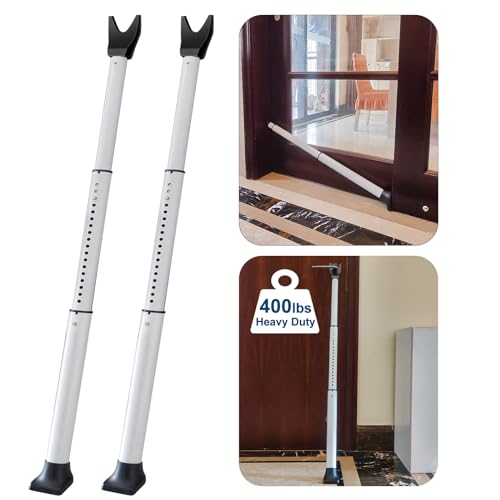 Rerishom 2 Pack Heavy Duty White Door Security Bar, Adjustable Patio Lock