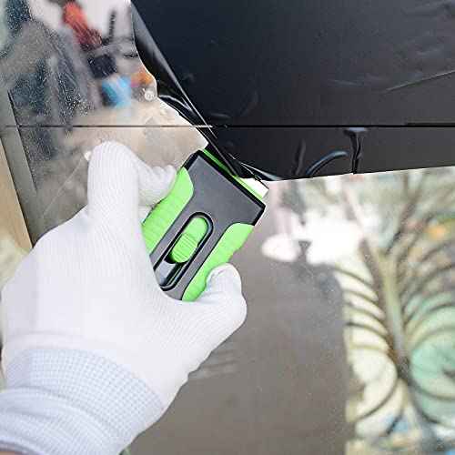 EHDIS Car Sticker Remover Glass Cooktop Razor Scraper with 10pcs Replace Blades for Label,Glue,Paint,Adhesive Remover,Oven Door, Stove Cleaning (Green)