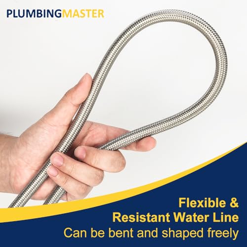 5ft Ice Maker Water Line Kit - Stainless Steel Braided, 3/8" fittings, 1pc