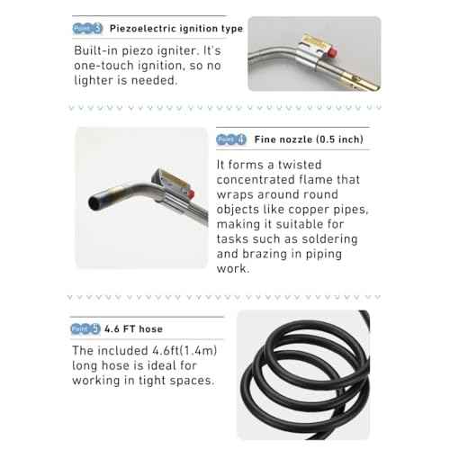 CAMPINGMOON MAPP Propane Torch Head CGA600 Interface MAP Gas Welding Torch Hose Flame Adajustable Self Ignition (4.6Ft Hose & Knob Propane MT-5110)