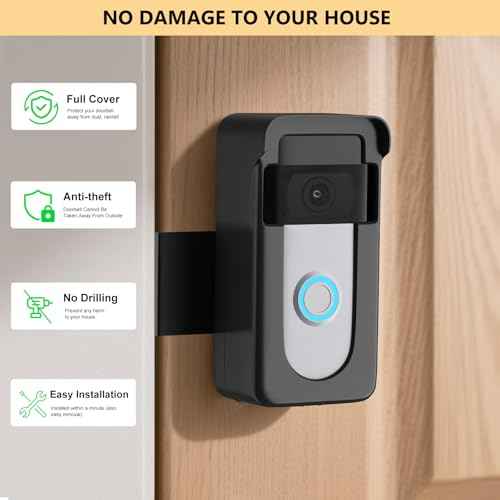 Anti-Theft Doorbell Camera Mount Compatible with Ring Battery Doorbell 2nd Gen (2020/2024 Release), 1/2/3 Plus/3/4/Battery Doorbell Plus/Pro, No Drill Camera Door Mount Holder for Houses, Rentals