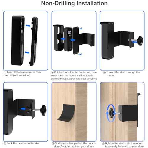 Blink Doorbell Mount, Anti Theft Blink Video Doorbell Mount, No Drill Door Mount for Blink Video Doorbell Camera 2021 1st Gen, No Block Sensor & Night Vision & Weather Proof