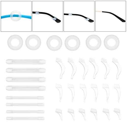 Eyeglasses Silicone Ear Hooks Retainers, Anti-Slip Holder Stoppers, Temple Tips Sleeve Retainer, Spectacle Stay for Eyeglasses, Sunglasses, Reading Glasses (White)