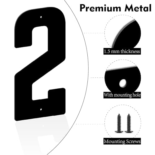 Black 12-Inch Metal House Address Number for Outdoor Wall - Modern Home Sign