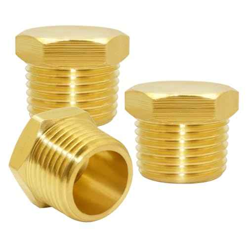 Joywayus 1/2" NPT Male Pipe Plug Outer Hex Head Plug Brass Pipe Fitting(Pack of 3)