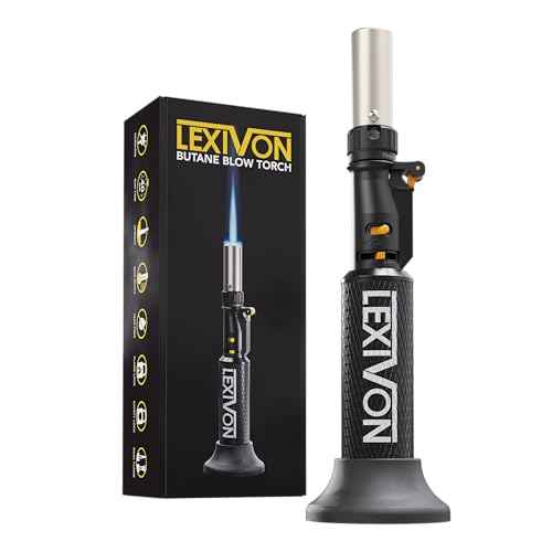 LEXIVON Butane Blow Torch, Refillable Upright Lighter with Adjustable Flame and Pro-Grade Aluminum Tank | Ideal for Soldering and Kitchen Tasks (LX-760)