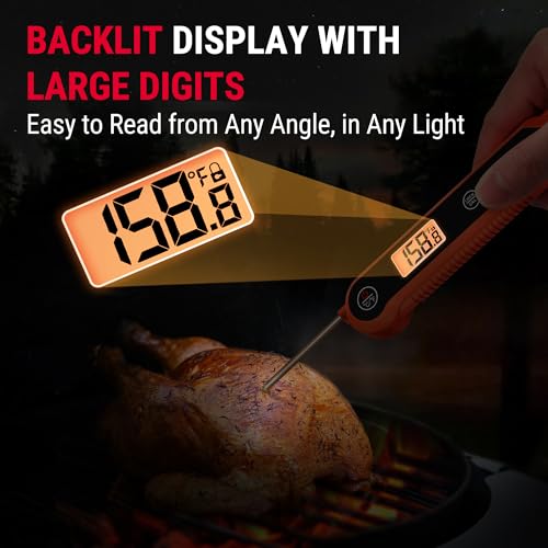 TempPro TempSwift 1 Second Digital Meat Thermometer Orange - Waterproof & Fast Reading