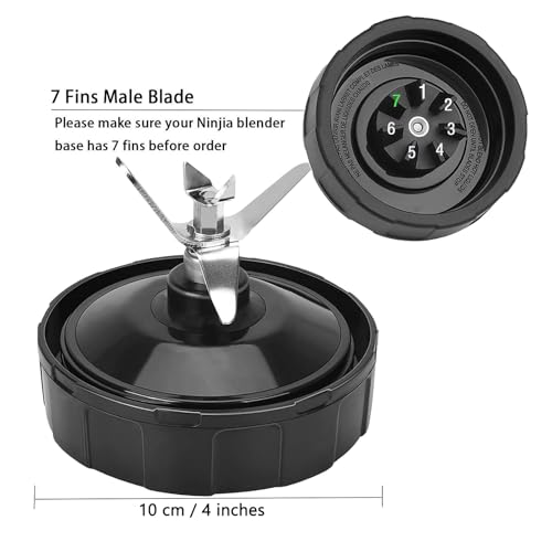 Ninja Blender 7-Fin Replacement Blade 4" Diameter — Compatible with BL480-30, BL640-30, BN751, BN801, NN100-30 & More