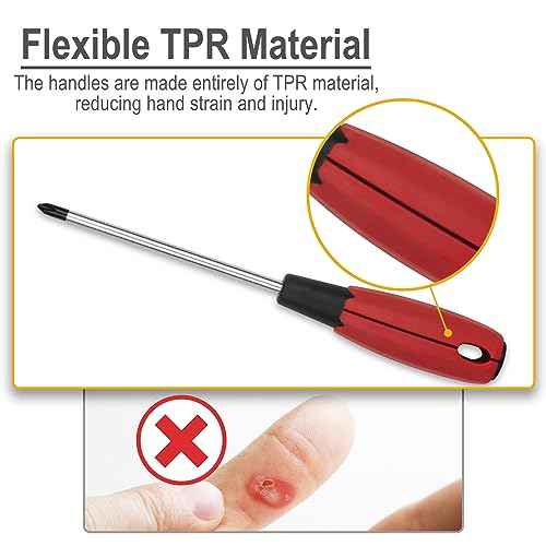 KURUI Magnetic Screwdriver Set, 6-Piece Screw Drivers Tool Set 3 Phillips and 3 Flat Head, Standard Screw Driver and Stubby Screwdriver Have Professional Cushion Grip