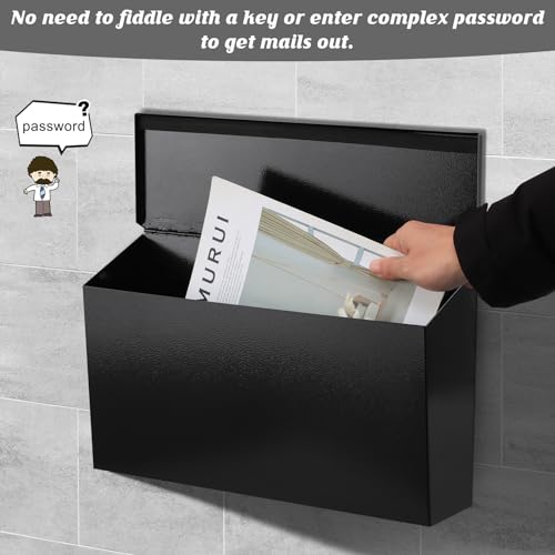 KYODOLED Large Wall Mount Mailbox Black-01 Galvanized Steel, Weather-Resistant
