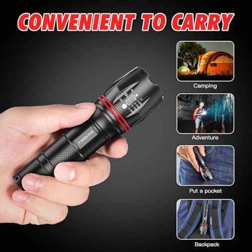 HAUSBELL A100 LED EDC Flashlights High Lumens,Bright, Zoomable, Waterproof, Powerful, Emergency Tactical LED Flashlights for Home and 5 Modes, Flashlight for Camping Gear¡¢Hiking¡¢Walking£¨2Pack£©
