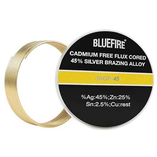 BLUEFIRE JAGP-45 Safety 45% Ag 1/16 Silver Low Temperature Solder Brazing Alloy Coil Easy Welding Rods Simple Soldering Coil for Brass Steel and Copper Brazing£¨No Flux£©
