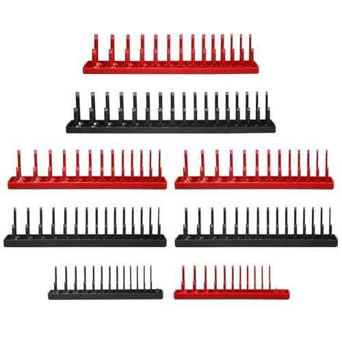 8PCS Socket Organizer Tray Set,SAE & Metric Socket Trays, 2PCS 1/4", 4PCS 3/8", 2PCS 1/2" Drive Deep and Shallow Socket Holders for Toolboxes (8pcs socket organizer£©