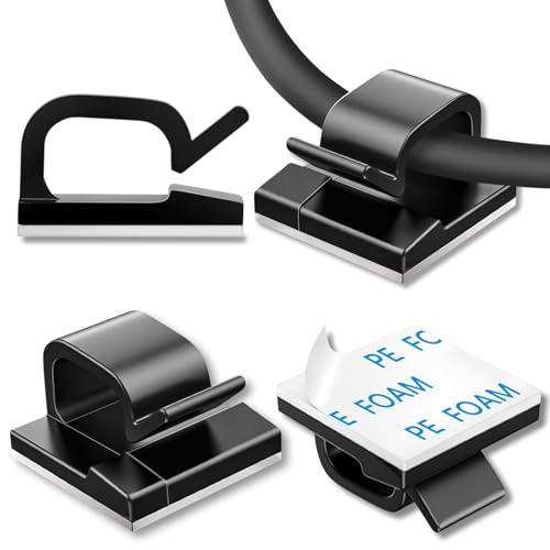 Suoundey 100PCS Black Cable Clips Adhesive Wire Organizer Cord Holders