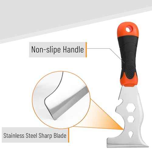 Bates- Paint Scraper Set, 2 Pack, 12 in 1 Painters Tool with 1.5" Stainless Steel Putty Knife, Rubber Handle, Paint Scrapers for Wood, Painters Knife, Paint Scraper for Painting, Metal Scraper