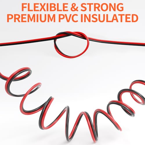 Energeaster 100FT 16AWG Red Black Low Voltage Electrical Wire - 16 Gauge
