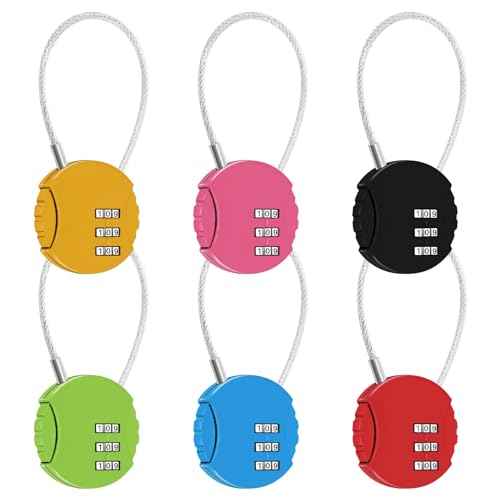 6 Pcs Combination Lock, 3 Digit Locker Lock Outdoor, Waterproof Mini Combination Padlock for School Gym Lock, Backpack, Suitcase Lock(Black+Red+Yellow+Green+Pink+Blue)