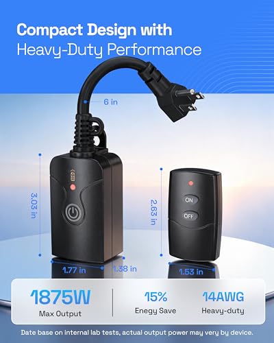 HBN Waterproof Outdoor Wireless Remote Control Outlet - 1 Pack