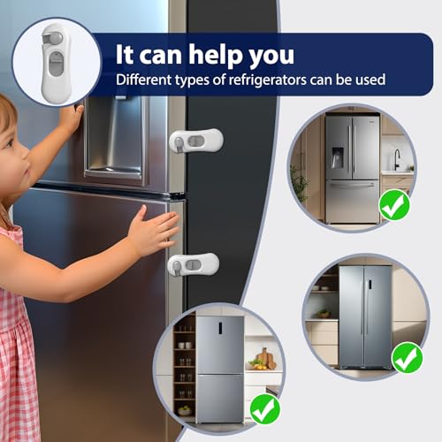5-Pack Child Proof Refrigerator Lock with 3M Adhesive, Baby Child Safety Cabinet Locks, Kids Safety Fridge Locks for Oven Drawers Door- White& Gray