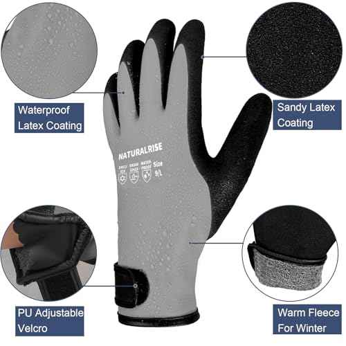 NATURALRISE 100% Waterproof Gloves for Men & Women,Winter Work Gloves with Grip for Cold Weather