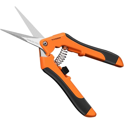VIVOSUN 6.5 Inch Gardening Pruning Shears with Straight Stainless Steel Blades - Orange, 1-Pack