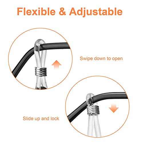 4PCS Premium Nylon Eyeglass Straps, Adjustable Eyewear Retainers, Anti-slip Eyeglass Chains Lanyard, Sport Sunglass Retainer Holder Strap for Men and Women's, with 2 Pairs Eyeglass Ear Grips