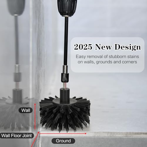 4pcs Drill Brush Attachment Kit, 2025 New Grout Drill Brush Set, All Purpose Power Scrubber Cleaning Kit for Bathtubs, Tile Grout Lines, Bathroom, Showers, Tile, Tile Seams
