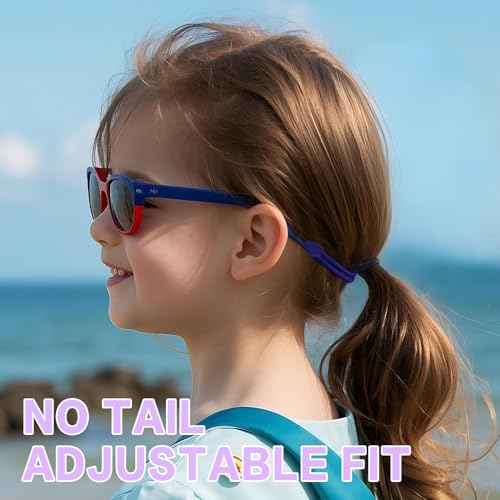 Kids Glasses Strap, No Tail Eyeglasses Strap For Kids 3Pcs, Age 3-12 Baby Sunglasses Straps for Girls, Boys, Toddler, Adjustable Eyewear Retainer for Sports (Black, Red, Purple, 9.5in)