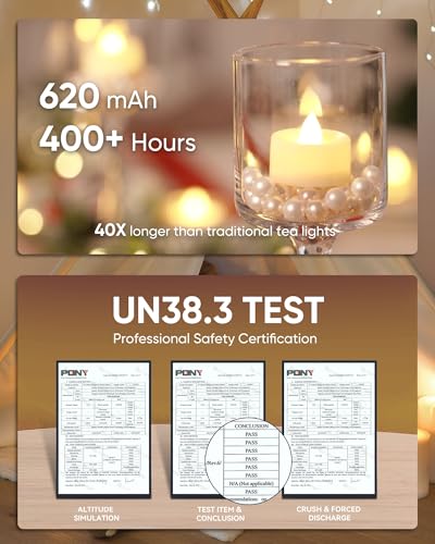 Warm White Glow Homemory 12-Pack Remote Flameless LED Tea Light Candles, 400+ Hours