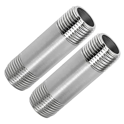 Fitvell 3/4" NPT Male x Male Stainless Steel Pipe Fitting 2" (50mm) - Pack of 2