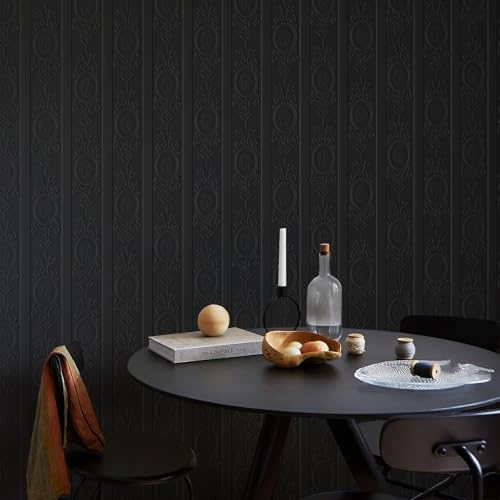 JiffDiff Black 3D Embossed Peel and Stick Wallpaper - 17.3" x 120"