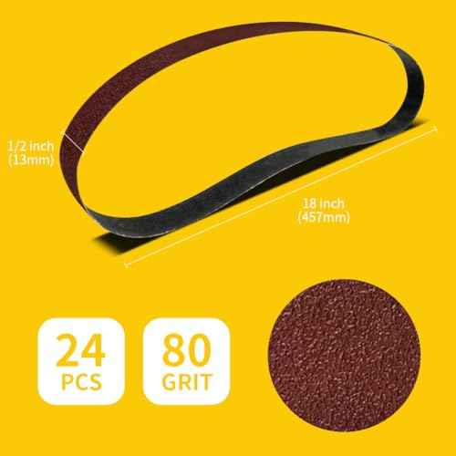 1/2 x 18 Inch 80 Grit Sanding Belt | Premium Aluminum Oxide Sanding Belt | Premium Sander Sandpaper ? 24 Pack