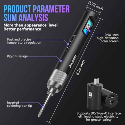 Soldering Iron Kit, 100W High Power Mini Soldering Iron, Portable Soldering Iron Fast Heating, Usb Soldering Iron, Hd color display, Accurate 60~450¡ÆC With Static eliminator, 3 Iron Tips