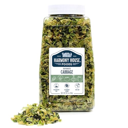 6 Ounce Dehydrated Cabbage Flakes - Air Dried Vegetables for Soup & Cooking, Perfect for Camping & Survival