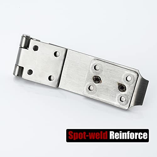 JQK 5 Inch Brushed Stainless Steel Door Hasp Latch Lock - Heavy Duty Security Clasp DL130-BN