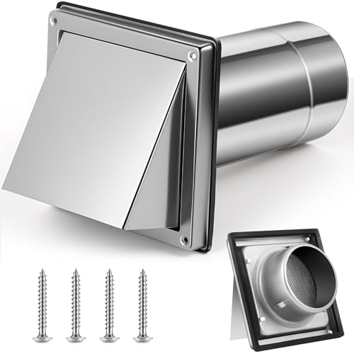 4" Dryer Vent Cover with Stainless Steel Bird Guard - Silver (Gisafai)