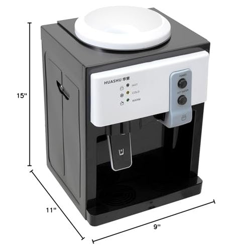 Top Loading Countertop Water Cooler Dispenser, Hot Cold and Room Temperature Water Countertop Water Dispenser, Desktop Electric Water Dispenser for Home Office School (HS-09 White)