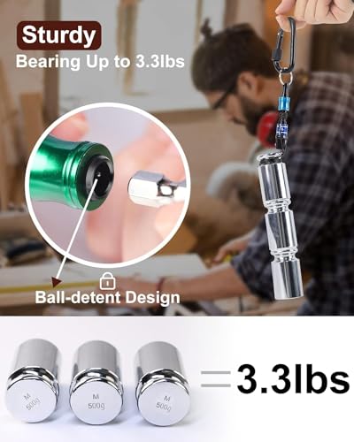 Katerk 6pcs Black Aluminum Alloy 1/4 Inch Hex Shank Screwdriver Bit Holder Set with Carabiner - Portable Quick-Change Drill Adapter for Men